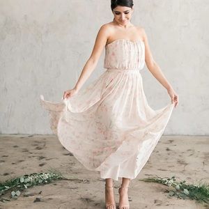 Paper Crown Strapless floral maxi dress